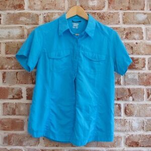 Columbia women's PFG short sleeve blue button up sport shirt, size S
